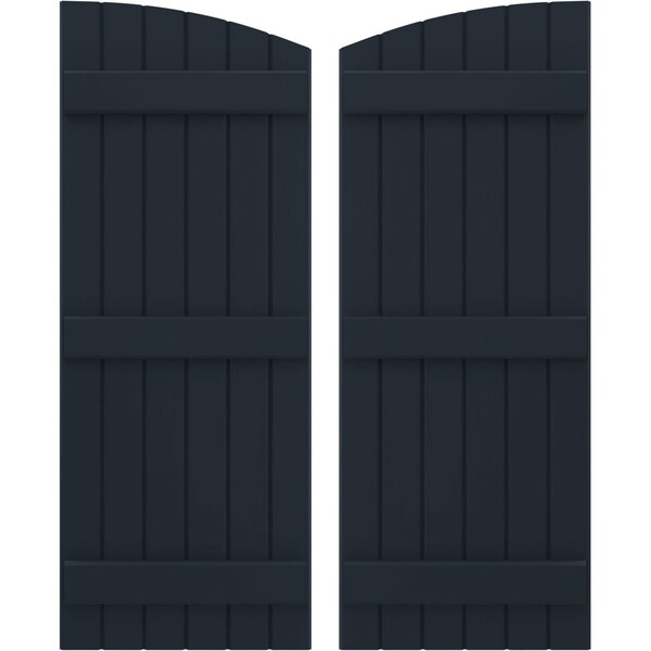 Ekena Millwork Americraft 6-Board (3 Batten) Wood Joined Board-n-Batten Shutters w/Ellipt Top, ARW401BE621X77OBH, PR ARW401BE621X77OBH - main